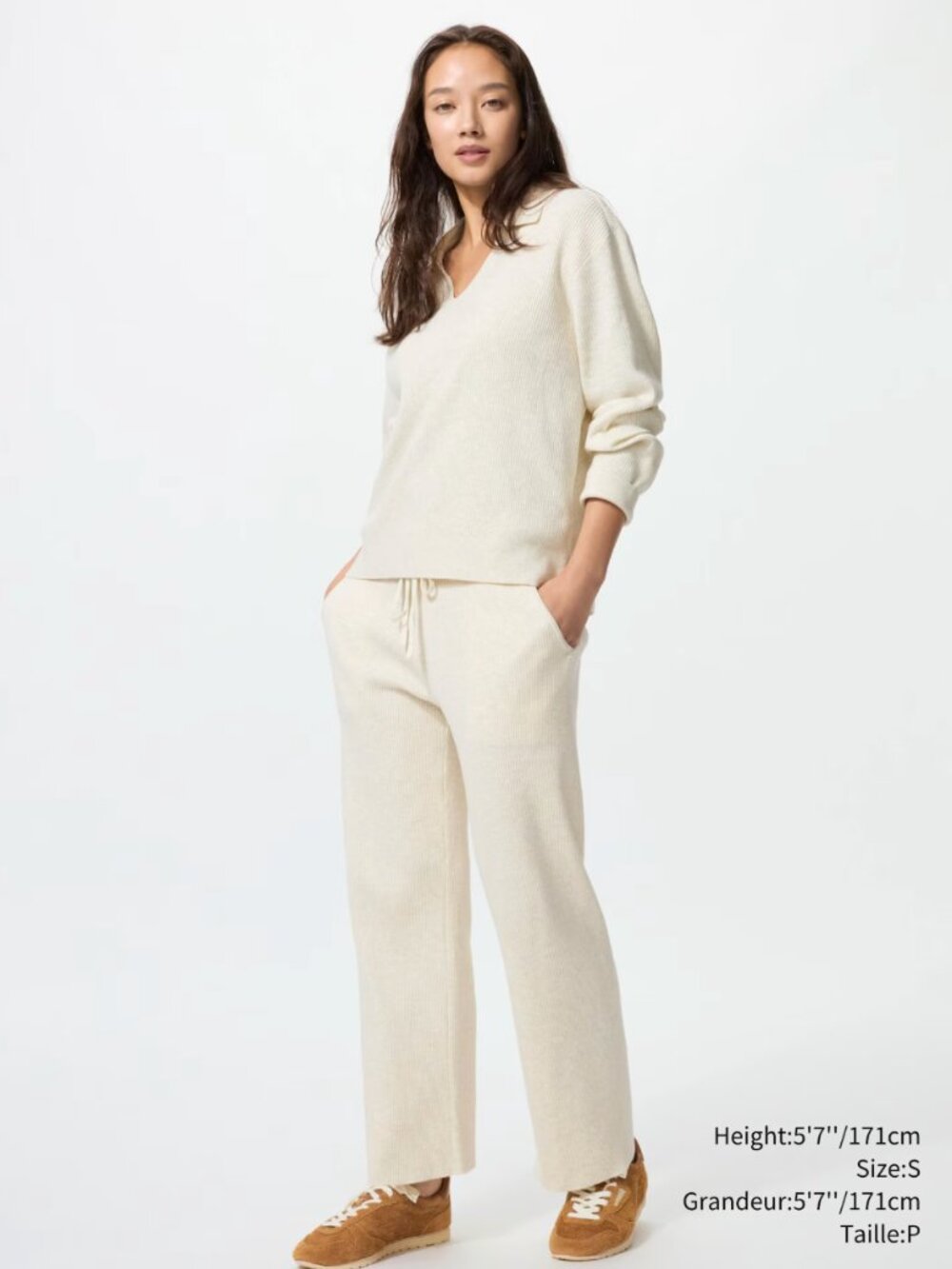 Uniqlo Grey Ribbed Knit Pants – Size S